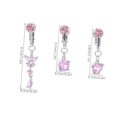 Gatuida 3 Stück Falsches Bauchnabelpiercing mit Design Funkelnde Zirkonia Herzen Schmetterlinge und Runde Formen Modischer Bauchnabelschmuck ohne Piercing für Damen Vielseitig und von Gatuida
