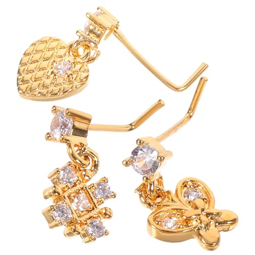 Gatuida 3 Stück Förmige Nasenringe mit Zirkonbesatz Leichte und Stabile Nose Studs für Damen Hautfreundlicher Nasenschmuck Schmerzarmes Tragen Vielseitig und Modisch von Gatuida