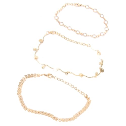 Gatuida 3 Stück Fußkettchen Damen Teiliges Set Alloy Fußkette Rund Pailletten Modisch All Match Fußschmuck Für Strand Party Yoga von Gatuida