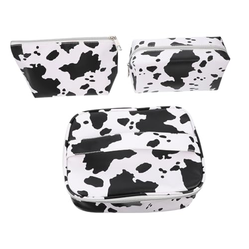 Gatuida 3 Stück Große Kapazität Kulturbeutel Damen Teiliges Waschbeutel mit Kuhmuster wasserdichte Schminktasche und Reise Toiletry Bag Komfortabel Langlebig Vielseitig für Kosmetik und von Gatuida
