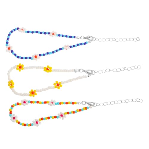 Gatuida 3 Stück Handgefertigte Boho Fußkettchen mit Bunten Perlen und Frischen Elastisch Leichter Sommerstrand Schmuck für Frauen und Mädchen für Urlaubslooks von Gatuida