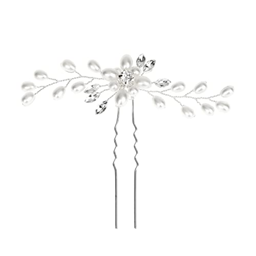 Gatuida 3 Stück Handgemachte Perlen Haarspangen mit Strass für Braut und Mädchen Haarschmuck Accessoires Silber von Gatuida