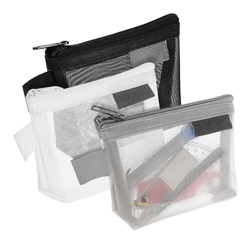 Gatuida 3 Stück Kleine Nylon Dreieck Mesh Münzbeutel mit Reißverschluss Leichte Mini Geldbörsen für Damen Praktische Organizer für Münzen Make up und Kleinteile Tragbare von Gatuida