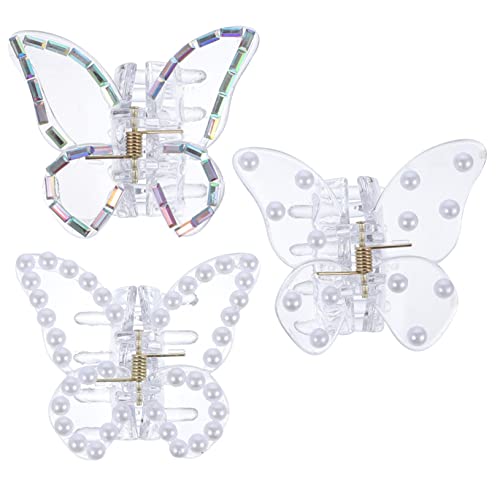 Gatuida 3 Stück Kleine Schmetterling Haarklammern mit Perlen und Stabile Haarspangen für Damen Schmerzfreie Haargreifer für Dickes und Stylingzubehör von Gatuida