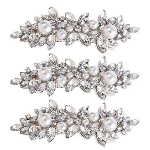 Gatuida 3 Stück Metall Glitzer Kristall Strass Haarspangen Weihnachten Brautjungfern Haarspangen Silber Hochzeit Braut Haar Bobby Pins Accessoires für Frauen Mädchen Bräute von Gatuida