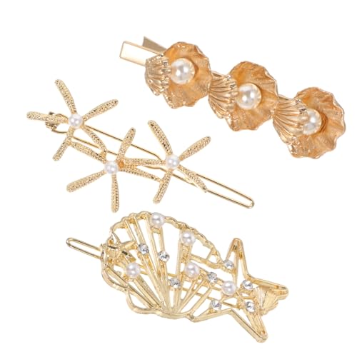 Gatuida 3 Stück Metallic Haarspangen Teilig mit Perlenbesatz Filigrane Metallene Haarspangen Damen Hohle Haarclips für Party Alltag und Festliche Anlässe von Gatuida