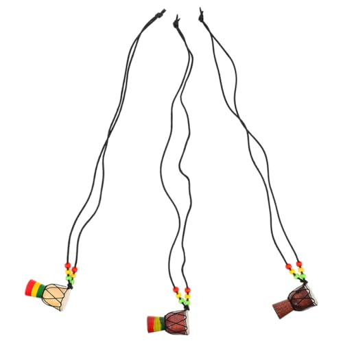 Gatuida 3 Stück Mini Djembe Drum Halskette Afrikanischer Trommel Anhänger aus Holz Handgefertigter Bohemian Schmuck für Musiker und der Musik Vielseitig Tragbar als Schlüssel oder von Gatuida