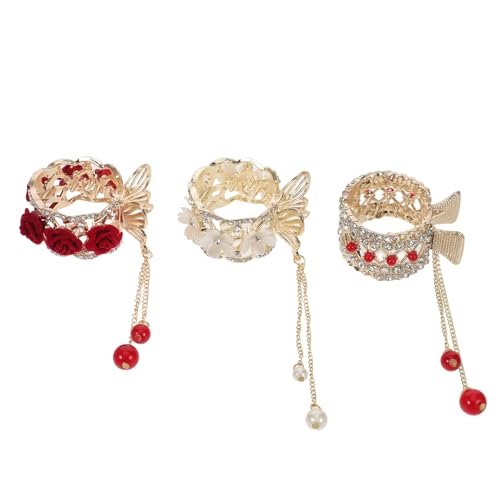 Gatuida 3 Stück Pferdeschwanz-Schnalle, Metalllegierung, Blumen-Klauenclip mit Perlenquaste, rutschfester dekorativer Pferdeschwanzhalter für Frauen und Mädchen, Haar-Accessoires von Gatuida