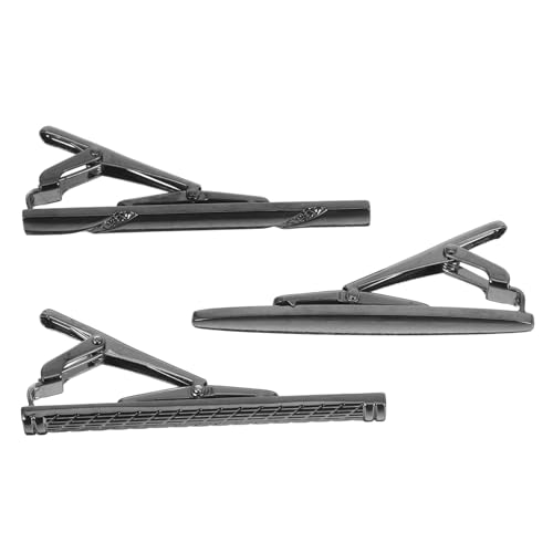 Gatuida 3 Stück Schwarze Kupfer Tie Clips für Herren Gravierte Krawattenhalter Langlebige Business-accessoires mit Reflektierender Oberfläche Vielseitig für Hochzeit Meeting Party Geeignet von Gatuida