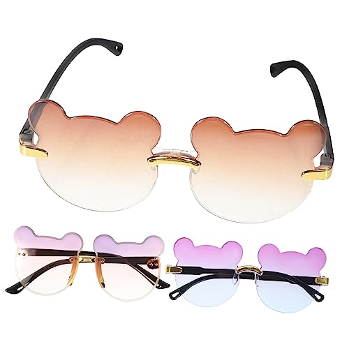 Gatuida 3 Stück Sonnenbrillen mit Niedlichem Bären Design Bunte Farbverlauf Sonnenbrillen für Party Festival und Foto Requisiten Leichte und Trendige Kostümaccessoires Zufällige Farbe von Gatuida