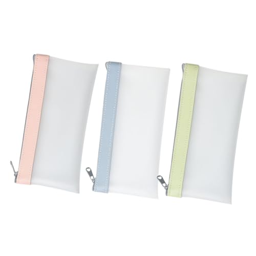 Gatuida 3 Stück TPU Transparente Stiftetui Tragbare Federmäppchen Kirschblüte und Nebelblau für Schule Büro und Unterwegs von Gatuida