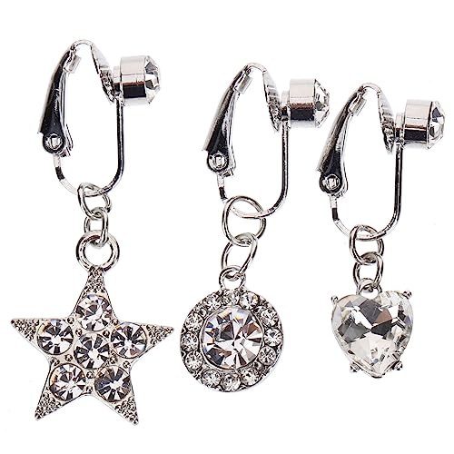 Gatuida 3 Stück Teiliges Bauchnabelpiercing aus mit Funkelnden Zirkonia Baumelnde Herz Designs Falsche Bauchnabelringe Stechen Komfortabel und Langlebig für Damen und Partys von Gatuida