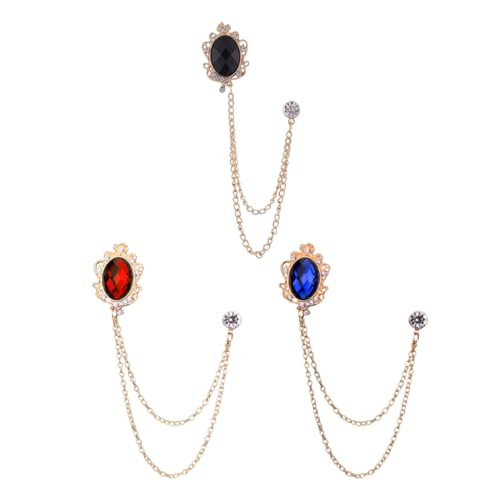 Gatuida 3 Stück Teiliges Broschen Hängender Kette Edelstein anstecknadeln für Herren Modische Anzug accessoires Vielseitig Einsetzbar für Geburtstag Vatertag Jubiläum von Gatuida