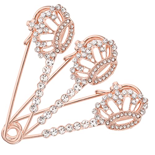 Gatuida 3 Stück Teiliges Broschen mit Funkelnden Strass Sichere Anstecknadeln Cardigan und Schal Broschen für Damen Kleine Schmuck Accessoires in Roségold von Gatuida