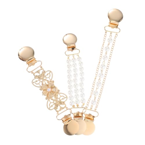 Gatuida 3 Stück Teiliges Cardigan Kleid Clips mit Kunstperlen Schal und Kragenbroschen für Strickjacken Schals und Kleider Modische Retro Ketten Accessoires für Damen von Gatuida