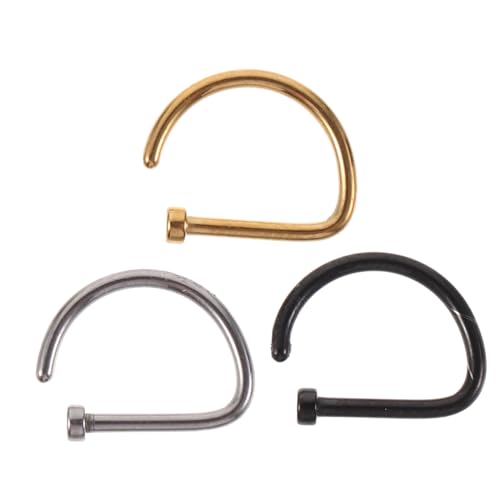 Gatuida 3 Stück Teiliges D Förmige Nasenringe aus Offene Nasenhoops Durchbohrung Kleine Metall Nasenstecker Komfortabel und Modisch für Damen und Partys von Gatuida