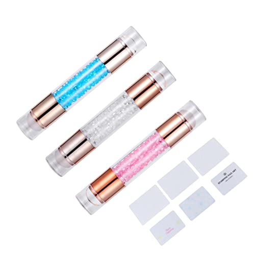 Gatuida 3 Stück Teiliges Doppelkopf Nail Art Stamper Langlebiger Maniküre Stempel Weicher Silikonkopf Praktische Nageldesign Stempel für Individuelle Fingernägel DIY Nail Stamping Zubehör von Gatuida
