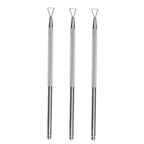 Gatuida 3 Stück Teiliges Edelstahl Nagelhautschieber mit Löffel Dreiecksspitze Doppelseitiger Nagelhautentferner für Präzise Maniküre zum Formen und Reinigen vor Gel Acrylnägeln von Gatuida