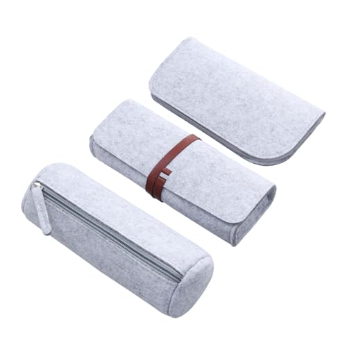 Gatuida 3 Stück Teiliges Filz Stifteetui mit Reißverschluss Vielseitiger Organizer für Stifte Kosmetik und Kleinteile Leicht zu Reinigen Kratzfest in Elegantem Hellgrau für Schule und von Gatuida