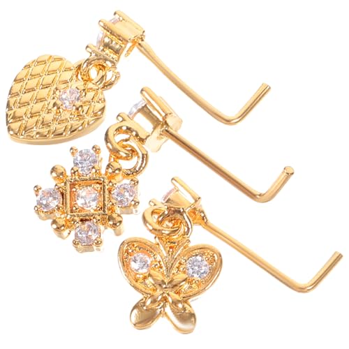 Gatuida 3 Stück Teiliges Förmige Nasenringe Damen Piercing Nasenstecker mit Zirkonia Modischer Schmuck Sicherer Sitz Langlebig von Gatuida