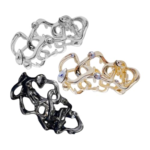 Gatuida 3 Stück Teiliges Haarklammern aus Metall für Damen Modische Haarklammern in Gold Silber und Schwarz Stilvolle Haarspangen für Dicken und Langen Haaransatz Langlebige von Gatuida