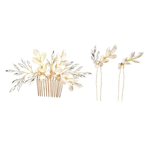 Gatuida 3 Stück Teiliges Haarschmuck Set mit Goldfarbenen Haarkämmen Strass und Perlen Stilvolle Haarnadeln für Damen und Mädchen Geeignet für Hochzeit Party und Festliche Anlässe von Gatuida