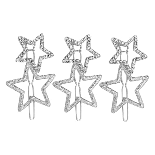 Gatuida 3 Stück Teiliges Haarspangen mit Funkelnden Strass Sternen Silberfarbene Dekorative Haarklammern für Damen und Mädchen Eleganter Haarschmuck für Anlässe und Festliche Looks von Gatuida