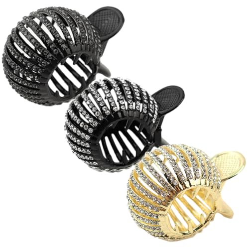 Gatuida 3 Stück Teiliges Haarspangen mit Perlen und Strass Hoher Pferdeschwanz Halter Haarklammern für Dickes und Modische Clips in Zufälligen Farben für Damen und Mädchen Zufällige Farbe von Gatuida