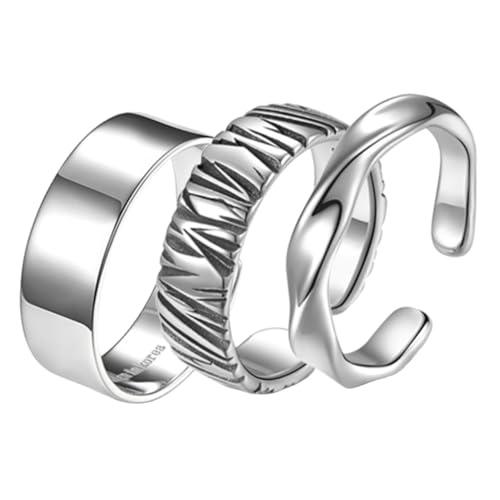 Gatuida 3 Stück Teiliges Herren Offenem Ende Vintage Retro Stil Modeschmuck Gothic Ringe für Alltag Party von Gatuida