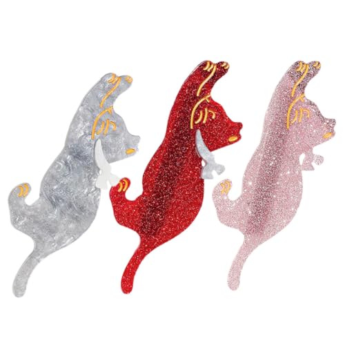 Gatuida 3 Stück Teiliges Katzenhaarspangen Acryl Haarklammern für Styling Damen Haaraccessoires in Rot von Gatuida