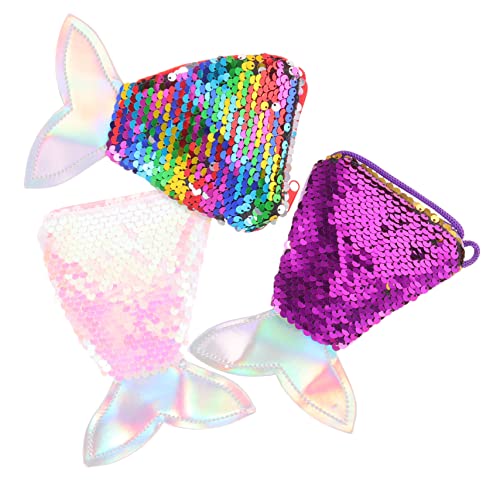 Gatuida 3 Stück Teiliges Meerjungfrau Flosse Pailletten Geldbörsen Crossbody Tasche Langlebig Praktisch Vielseitig für Strand Picknick Outdoor mit Schlüssel Münzen Karten Aufbewahrung von Gatuida