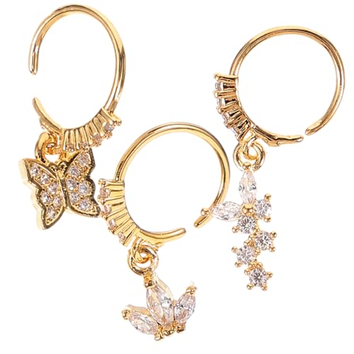 Gatuida 3 Stück Teiliges Nasenpiercing Schmuckset Edelstahl mit Schwebenden Schmetterling Designs und Funkelnden Kristallen Modische Nasenringe für Damen Einzigartiger Körperschmuck von Gatuida