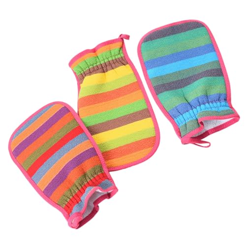 Gatuida 3 Stück Teiliges Peeling Badetuch aus Pflanzenfasern Doppelseitig Leicht Schnell Trocknend zum Sanften Rückenpeeling und Körperreinigung Dusche Unisex Kompakt für Zufällige Farbe von Gatuida