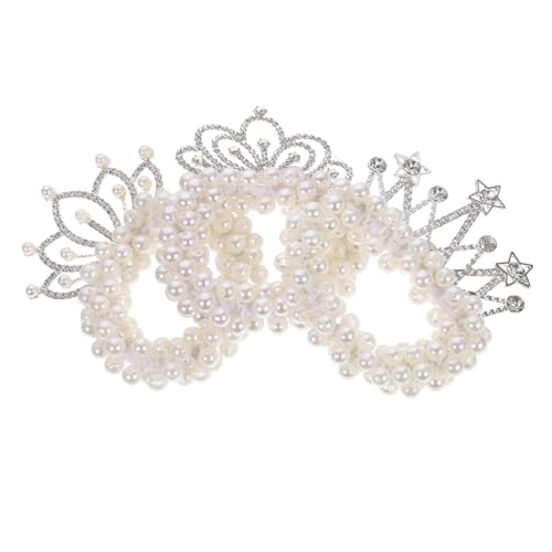 Gatuida 3 Stück Teiliges Perlen Haargummis Krone Haarschmuck Elastische Pferdeschwanz Halter Verstellbar für Mädchen Geburtstagskrone und Alltag von Gatuida