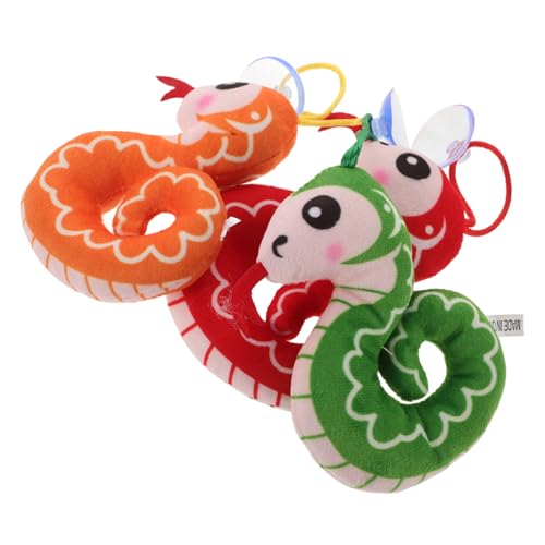 Gatuida 3 Stück Teiliges Plüsch Schlangen Schlüsselanhänger Weiches Kuscheltier Anhänger in Rot Grün Gelb Cartoon Stil Vielseitig als Schlüssel oder Rucksackanhänger für Geburtstagsdeko von Gatuida