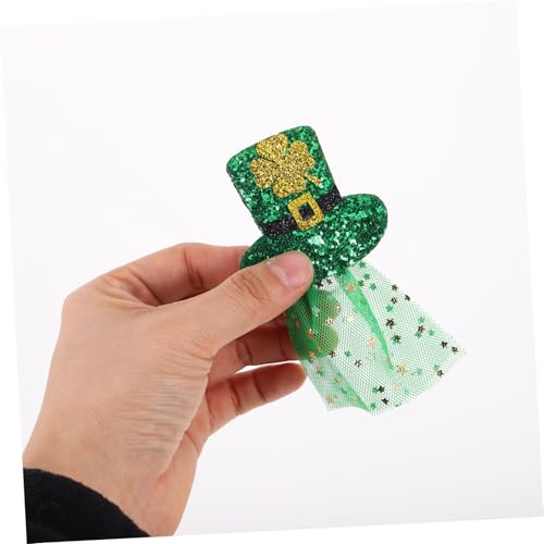 Gatuida 3 Stück Teiliges St Patricks Day Haarschmuck mit Glitzer Kleeblatt Topper Hut und Haarspangen in Grün für Festliche Partys und Irische Feierlichkeiten von Gatuida