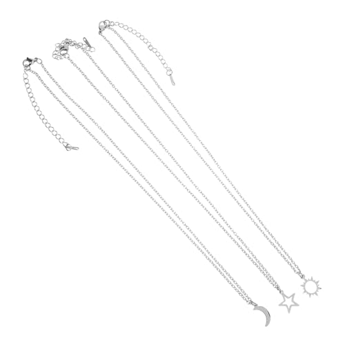 Gatuida 3 Stück Teiliges Stern Mond Sonne Halskette Kreative Freundschafts Klavikula Ketten für Damen Modischer Schmuck als zu Geburtstag Valentinstag Muttertag von Gatuida