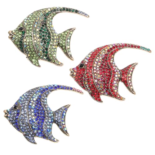 Gatuida 3 Stück Teiliges Tropischer Fisch Broschen mit Diamantenbesatz Kreative Anstecknadeln für Damen und Herren Langlebige Farbenfrohe Schmuck Deko für Party Geburtstag und Alltag von Gatuida