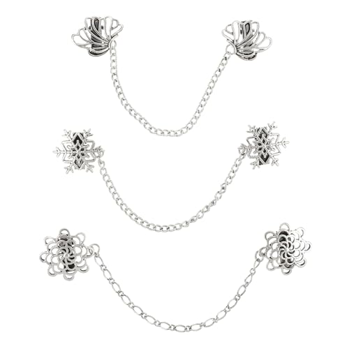 Gatuida 3 Stück Teiliges Vintage Anstecknadel Broschen für Hemdkragen Stilvolle Suit Chain Badge Ketten Brosche als Modisches Accessoire für Herren und Damen von Gatuida