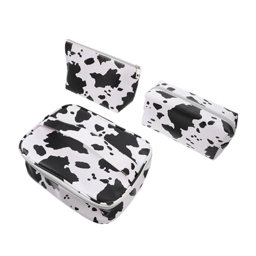 Gatuida 3 Stück Teiliges Waschbeutel Großem Fassungsvermögen Tragbar Handgefertigt mit Kuhmuster Multifunktionale Kosmetiktasche für Damen als Makeup Bag und Travel Cosmetic Bag von Gatuida