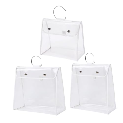 Gatuida 3 Stück Transparente Wasserdichte Handtaschen Aufbewahrungsbeutel mit Hängefunktion Staubschutz für Damen Handtaschen Praktische Organizer für Kleiderschrank und Reise von Gatuida