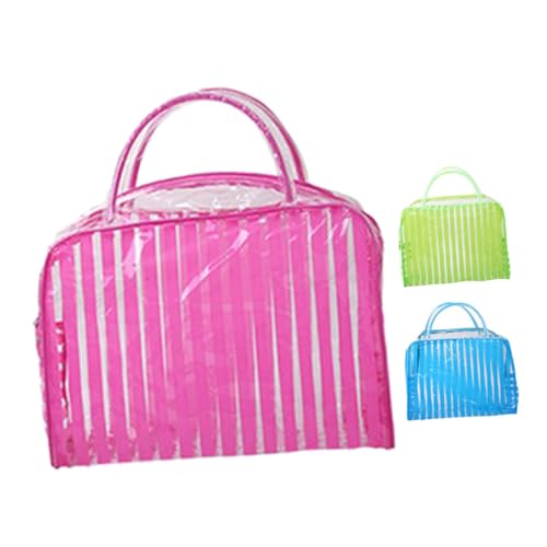 Gatuida 3 Stück Transparentes Kulturbeutel Aus PVC Große Öffnung Für Damen Reise Und Campingbedarf in Rot Grün Und Blau von Gatuida