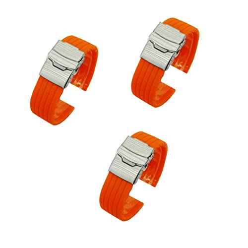 Gatuida 3 Stück Weiche Damenbänder Mit Orangefarbenem Armband Universalverschluss Schwarz Zubehör Armband Uhr Herren Mm Armband Silikonband Stahlverschluss Ersatz Edelstahl von Gatuida