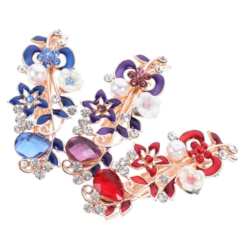 Gatuida 3 Stück Weihnachts Haarspangen mit Strass und Perlen für Mädchen Haarschmuck Haarclips für Festliche Anlässe Rot Blau und von Gatuida