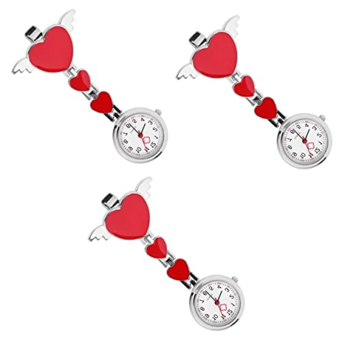 Gatuida 3stücke Kreative Taschenuhr Für Pflegekräfte Mode Hängende Uhr Mit Praktischem Clip Rote Quartz-Uhr Für Dekorationszwecke Und Persönliche Nutzung von Gatuida