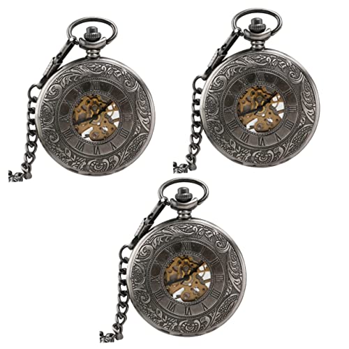 Gatuida 3stücke Unisex Taschenuhr Mit Abnehmbarer Kette Automatische Mechanische Uhr Im Vintage-Stil Stunden Anzeige Langlebiges Und Edelstahl Für Herren Und Damen Geeignet von Gatuida
