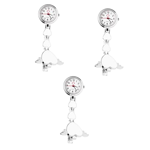 Gatuida 3-Teilige Geschenkförmige -Herzuhr Für Kreatives Lesen Tragbares Pflegeherz Edelstahl Dekorative Tasche Weiße Geburtstags- Abschlussbrosche von Gatuida