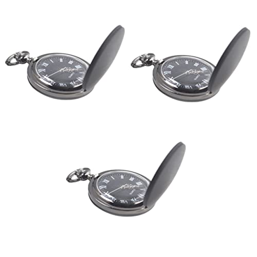 Gatuida 3stücke Klassische Taschenuhr Aus Schwarzem Frostglas Mit Kette Für Herren Und Damen Praktische Quarzuhr Leicht Und Tragbar Für Jeden Anlass von Gatuida