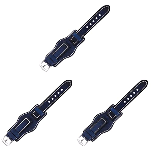 Gatuida 3- Teiliges Armband Verstellbar Schnell Abbürstebar Echtes Auslöseband mit Armband Finish Leder Retro- Stil Ersatzmanschette Blau Antik Herrenarmband Vintage von Gatuida