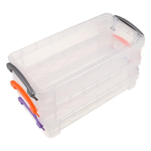 Gatuida 3-teilige Transparente Bleistiftbox: Stifteetui Kunststoff – Stapelbarer Buntstift-Organizer – Rechteckiger Behälter Für Schulbedarf, Büro, Hobby, Kunst, Zeichenwerkzeuge von Gatuida
